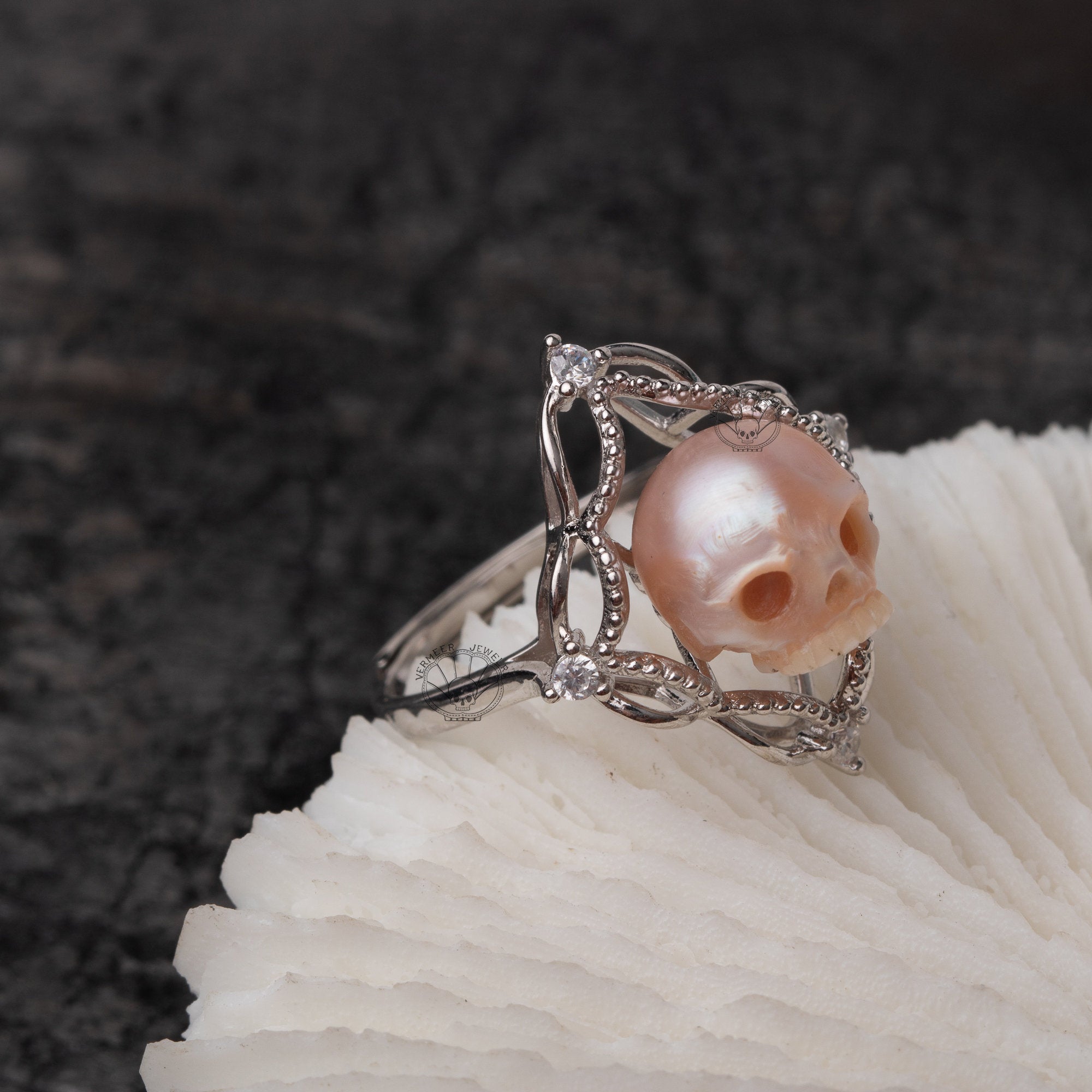 Antique Skull Ring Skull Engagement Ring in Sterling Silver Skull Ring For  Women | eBay